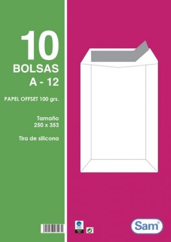 SOBRE-BOLSA SAM 250x353 BLANCO 100g (SILICONA) PAQ