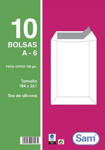 SOBRE-BOLSA SAM 184x261 BLANCO 100g (SILICONA) PAQ