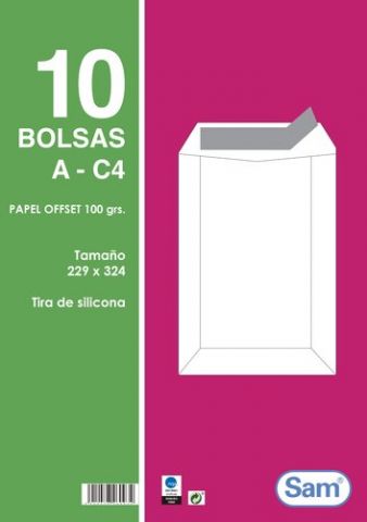 SOBRE-BOLSA SAM 229x324 BLANCO 100g (SILICONA) PAQ