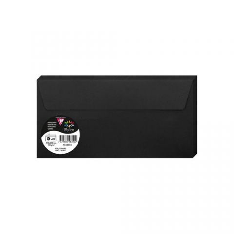 SOBRE CLAIREFONTAINE POLLEN 110x220 120g NEGRO PAQ