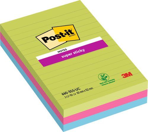 TACO NOTAS POST-IT 660 SUPER STICKY 101x152 CON LI