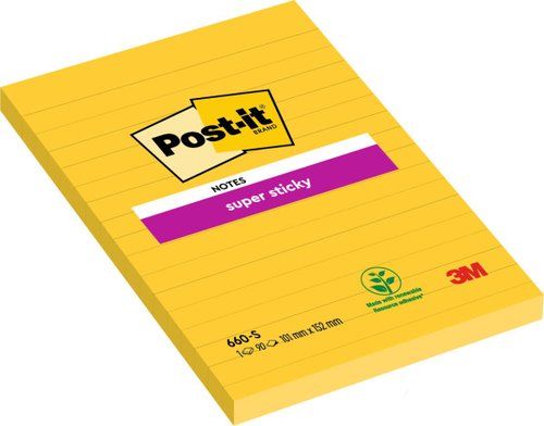 TACO NOTAS POST-IT 660 SUPER STICKY 101x152 AMARIL