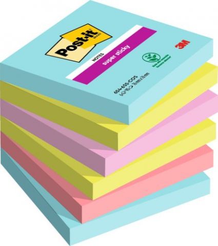 TACO NOTAS POST-IT 654 SUPER STICKY 76x76 COLORES