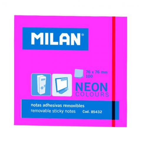 NOTAS ADHESIVAS MILAN 100h 76x76 NEON ROSA