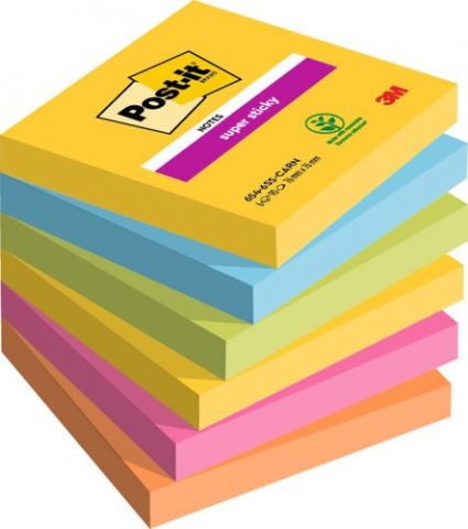 TACO NOTAS POST-IT 654 SUPER STICKY 76x76 COLORES