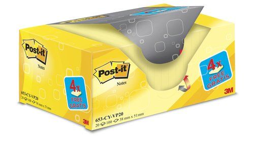 TACO NOTAS POST-IT 653 38x51 AMARILLO CANARIO PACK