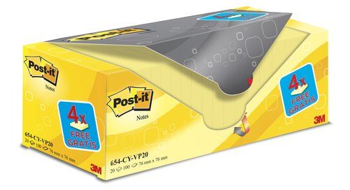 TACO NOTAS POST-IT 654 76x76 AMARILLO CANARIO PACK