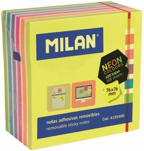 NOTAS ADHESIVAS MILAN 400h 76x76 NEON