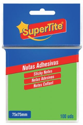 NOTAS ADHESIVAS SUPERTITE 75x75 NEON 100 uds