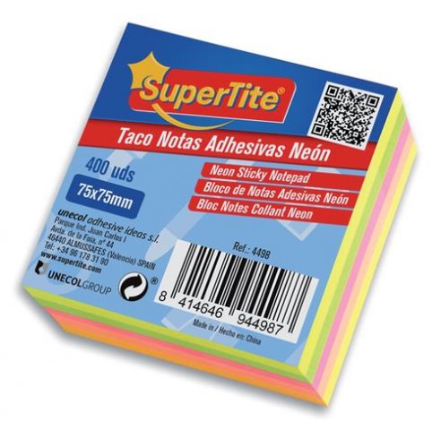 TACO NOTAS SUPERTITE 75x75 NEON 400 uds