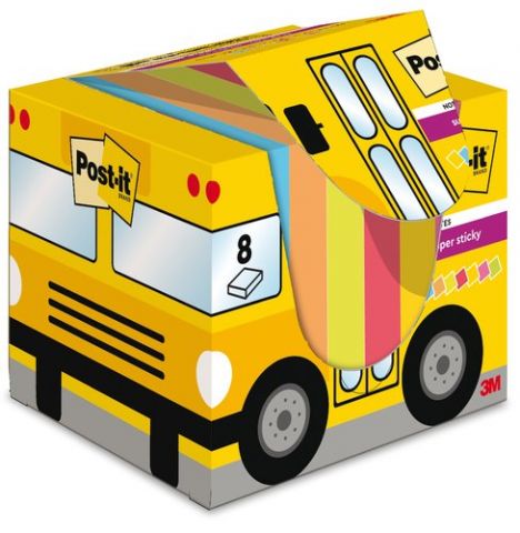 TACO NOTAS POST-IT PACK AUTOBUS 63,5X76 8x90 HOJAS