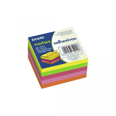 NOTAS ADHESIVAS DOHE CUBO 250h  50x50 mm. 5 COLORE