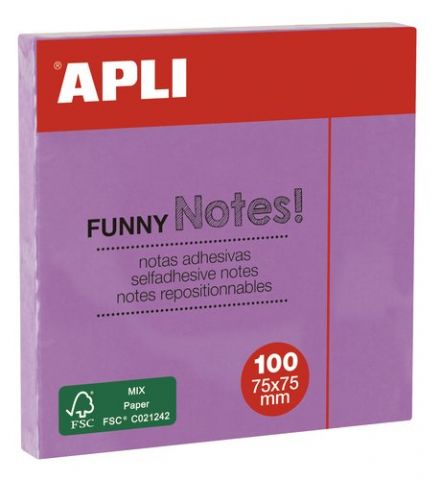NOTAS ADHESIVAS APLI 75x75 100h PASTEL LILA