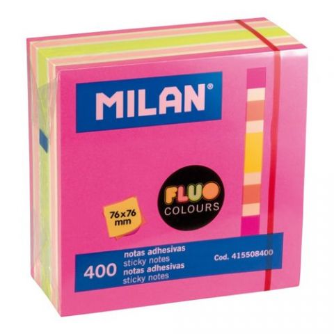 NOTAS ADHESIVAS MILAN 400h 76x76 COLORES FLUO