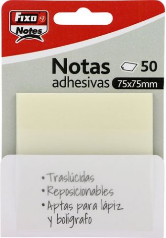 NOTAS ADHESIVAS FIXO NOTES TRASLUCIDAS 50h 75x75 T