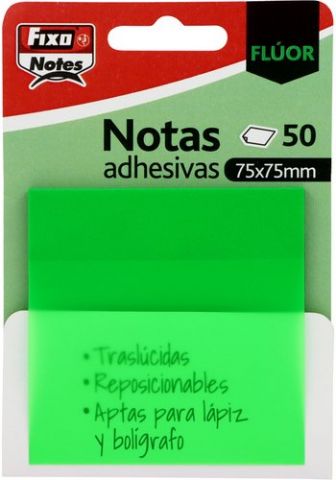 NOTAS ADHESIVAS FIXO NOTES TRASLUCIDAS 50h 75x75 V