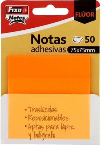 NOTAS ADHESIVAS FIXO NOTES TRASLUCIDAS 50h 75x75 N
