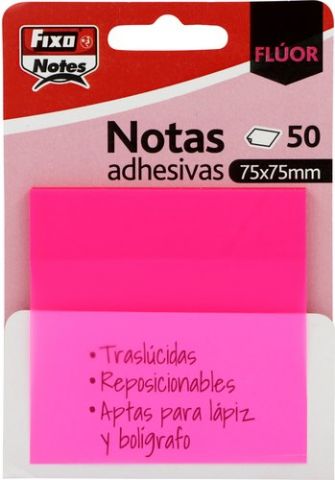 NOTAS ADHESIVAS FIXO NOTES TRASLUCIDAS 50h 75x75 F