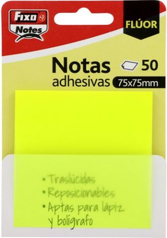 NOTAS ADHESIVAS FIXO NOTES TRASLUCIDAS 50h 75x75 A