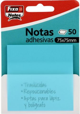 NOTAS ADHESIVAS FIXO NOTES TRASLUCIDAS 50h 75x75 A