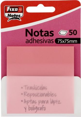 NOTAS ADHESIVAS FIXO NOTES TRASLUCIDAS 50h 75x75 R