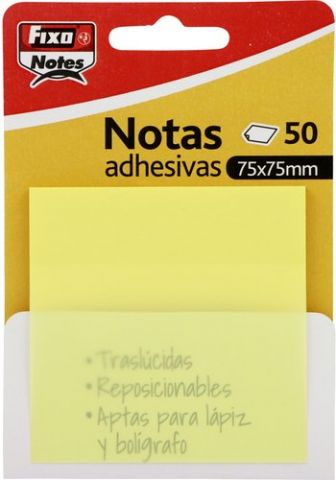 NOTAS ADHESIVAS FIXO NOTES TRASLUCIDAS 50h 75x75 A