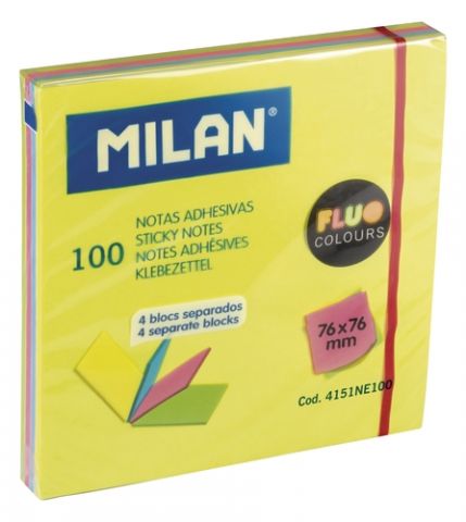NOTAS ADHESIVAS MILAN 100h 76x76 NEON (4 col.)