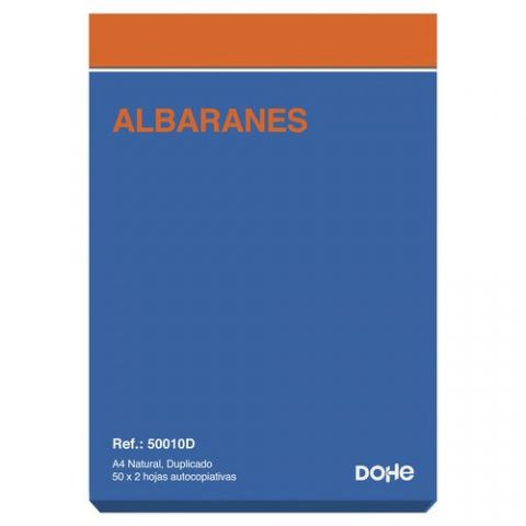 TALONARIO ALBARANES A4 NATURAL DUPLICADO DOHE
