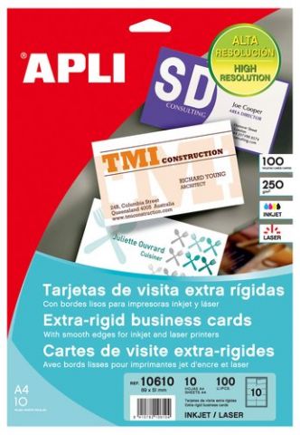 TARJETAS de VISITA APLI para IMPRESORA BORDES LISO