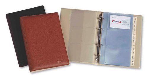 TARJETERO 4 anillas PARDO PVC sim.piel 4º 20 funda