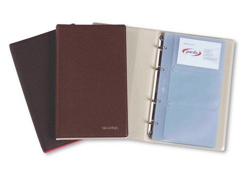 TARJETERO 4 anillas PARDO PVC sim.piel 4º 20 funda