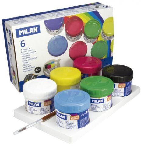 TEMPERA MILAN 40 ml (bote) ESTUCHE de 6 COLORES SU