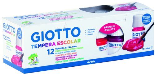 TEMPERA GIOTTO ESCOLAR 25 ml (botella) ESTUCHE de