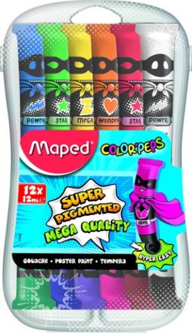 TEMPERA MAPED 12 ml (tubo) ESTUCHE de 12