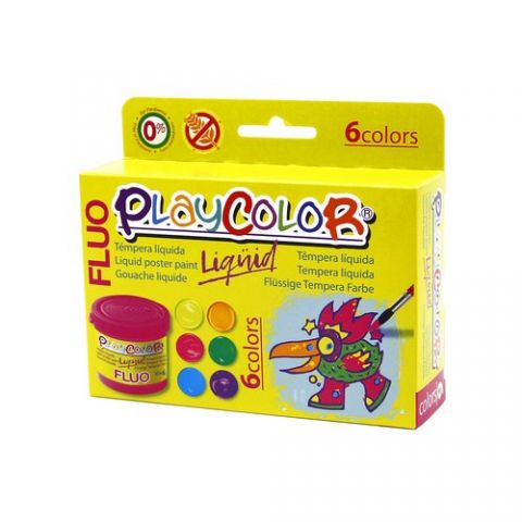 TEMPERA PLAYCOLOR LIQUID 40 ml (bote) FLUO ESTUCHE