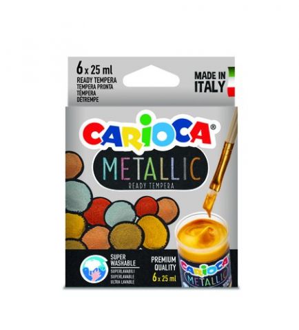 TEMPERA CARIOCA METALLIC 25 ml  CAJA de 6 COLORES