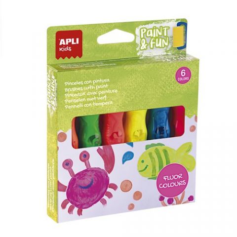 TEMPERA APLI en TUBO CON PINCEL 14ml. COLORES NEON