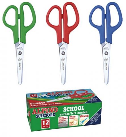 TIJERAS ESCOLARES  ALPINO 13 cm. para ZURDOS  CAJA