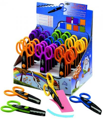 TIJERAS FAIBO DENTADA 13 cm SURTIDO EXPOSITOR DE 2