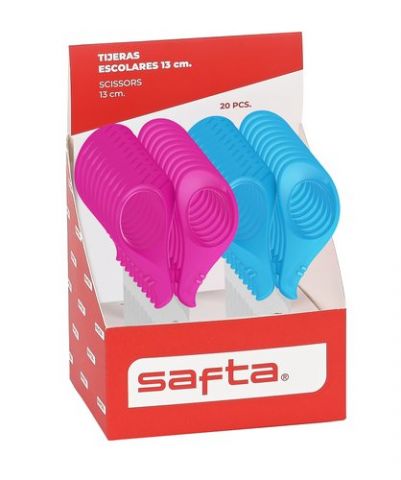 TIJERAS ESCOLARES SAFTA 13 cm SURTIDO EXPOSITOR de