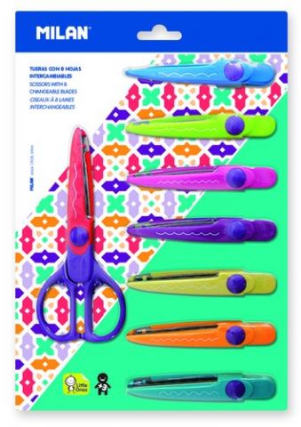 TIJERA INFANTIL MILAN ZIG-ZAG CON 8 HOJAS INTERCAM