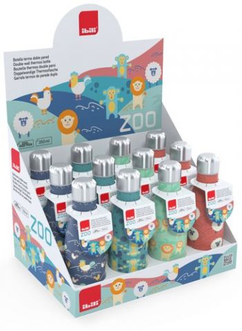BOTELLA TERMO ACERO INOX 350 ml ZOO EXPOSITOR DE 1