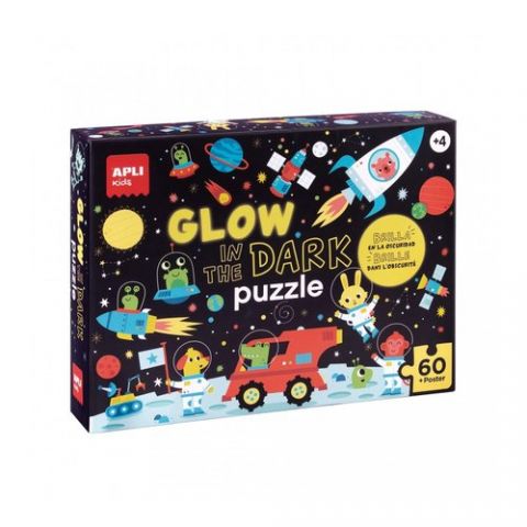 PUZLE EDUCATIVO APLI KIDS 60 PIEZAS GLOW IN THE DA