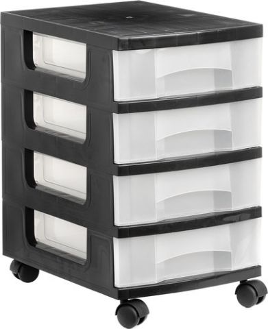 TORRE DE ALMACENAJE CON RUEDAS 4 CAJONES NEGRO