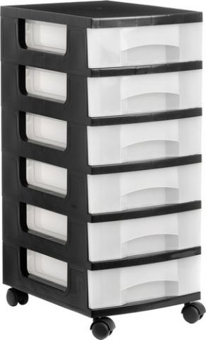 TORRE DE ALMACENAJE CON RUEDAS 6 CAJONES NEGRO