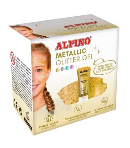MAQUILLAJE ALPINO GLITTER GEL METALICO ORO ESTUCHE