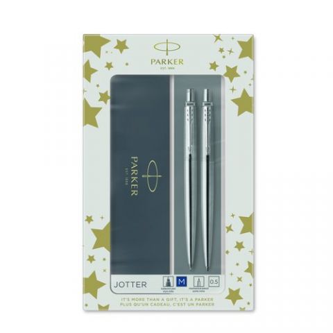 JUEGO BOLIGRAFO+PORTAMINAS PARKER JOTTER ACERO