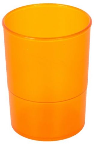 PORTA LAPICES PLASTICO REDONDO TRASLUCIDO NARANJA