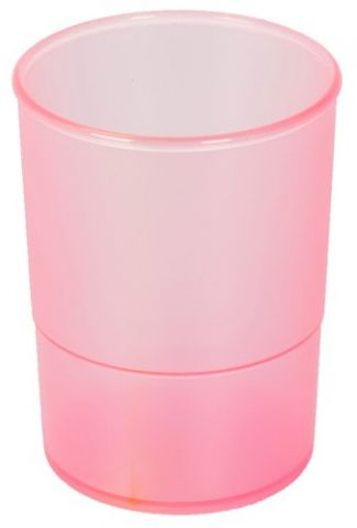 PORTA LAPICES PLASTICO REDONDO TRASLUCIDO FUCSIA