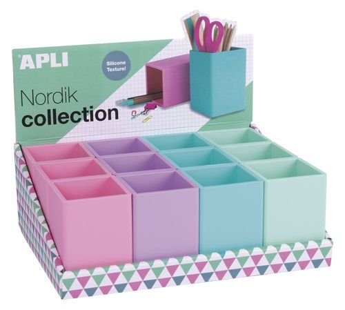 PORTA LAPICES APLI NORDIK SILICONA SURTIDO EXPOSIT